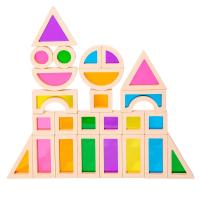 Juguete de madera Montessori para niños, juego de bloques acrílicos apilables de arcoíris, aprendizaje colorido - details 1