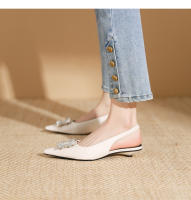 Nuevos zapatos planos de estilo francés con hebilla cuadrada y boca baja para mujer - details 19