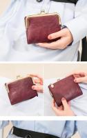 MIYIN-cartera pequeña de cuero para mujer, monedero Vintage plegable, compacto, con cremallera y cierre de beso - details 0