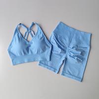 Conjuntos de Yoga de 2 uds., trajes de entrenamiento de cintura alta para mujer, ropa de gimnasio, trajes deportivos, chándal de Fitness, ropa deportiva, traje corto - details 4
