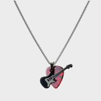 Collar con colgante de púa de guitarra de hip-hop, gargantilla de cadena de guitarra de acero de titanio Punk, cadena de suéter de guitarra eléctrica de moda Vintage para pareja - details 9