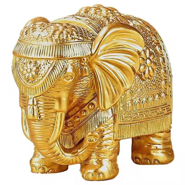 Estatua de oro grande para el hogar, oficina, elefante, adorno, estantería, soporte para TV, decoración, regalos para mujeres y mamás - 1