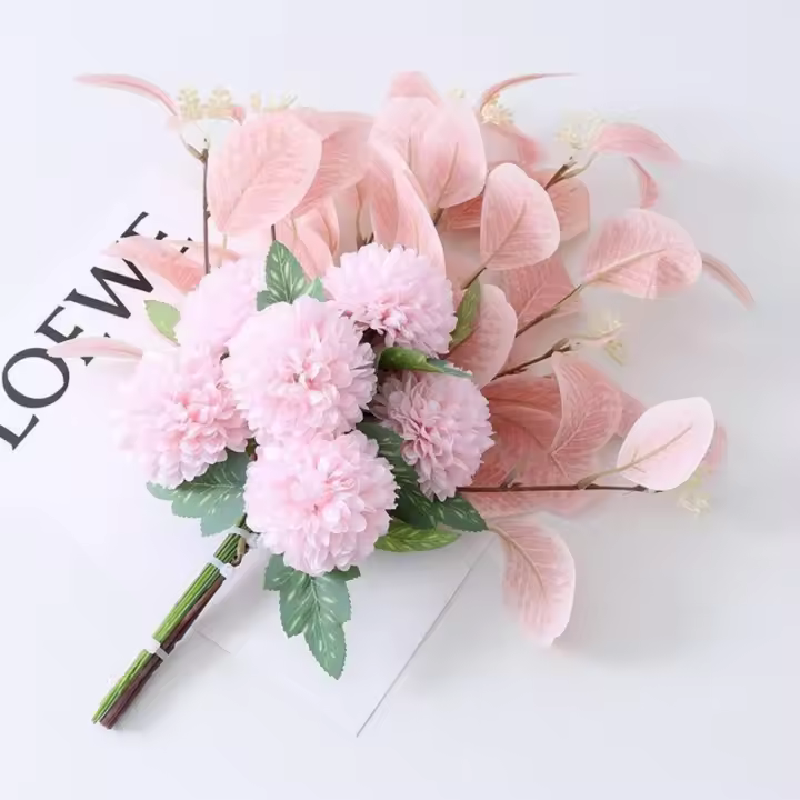 Ramo de flores artificiales de estilo nórdico, simulación realista de flores de seda de crisantemo, ramo de novia de plástico - 1