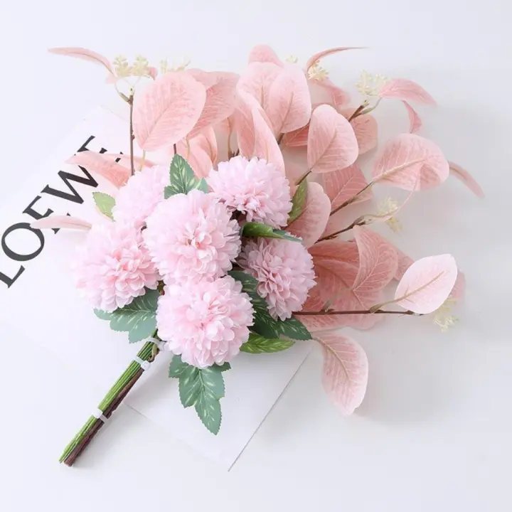 Ramo de flores artificiales de estilo nórdico, simulación realista de flores de seda de crisantemo, ramo de novia de plástico - 1