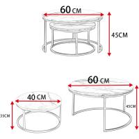 Juego de 2 mesas de café redondas de mármol blanco con estructura de metal dorado, mesa auxiliar redonda para salón, dormitorio, balcón - details 1