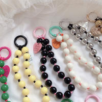 Pulsera coreana con cuentas de corazón de amor para mujer, pulsera colorida y dulce para teléfono, accesorios para iPhone, cordón colgante con cadena antipérdida - details 4