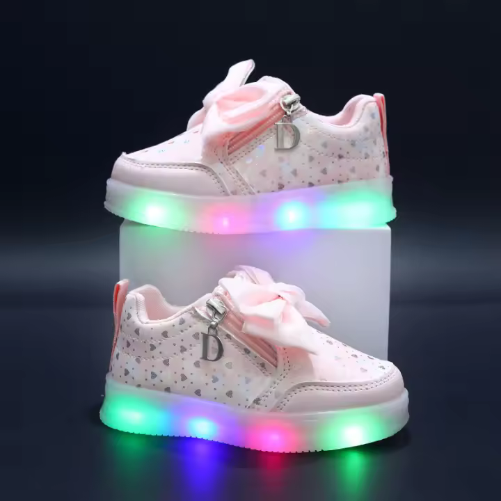 Zapatillas Deportivas para Niñas con Luces LED y Lazo Antideslizantes Material Superior de Cuero para Correr al Aire Libre Zapatos para Bebé de Toda Temporada - 1