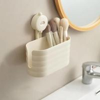 Organizador de toallas para la cara con ventosa de plástico, caja de almacenamiento de toallitas extraíble montada en la pared, ahorro de espacio con fregona de mano - details 7