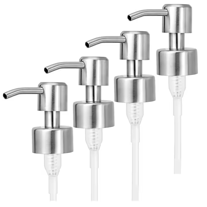 Bomba de Jabón de Acero Inoxidable 4Pcs Bomba de Dispensador de Loción para Botellas de Cuello Regulares 28/400 Ideal para Baño Herramientas de Jardín - 1