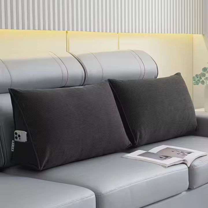 HEHUAI HT Cojín de Espalda de Algodón 100% Diseño de Almohada de Lectura Triangular - 1