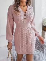 Elegante Vestido de Punto para Mujer Color Sólido, Cuello V, Moda Y2K 2025 - details 24