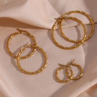 E.B.belle-base de estilo chapado en oro para mujer, 20mm, 35mm, 40mm, 18K, resistente al agua torcido, pendientes de aro de acero inoxidable - details 11