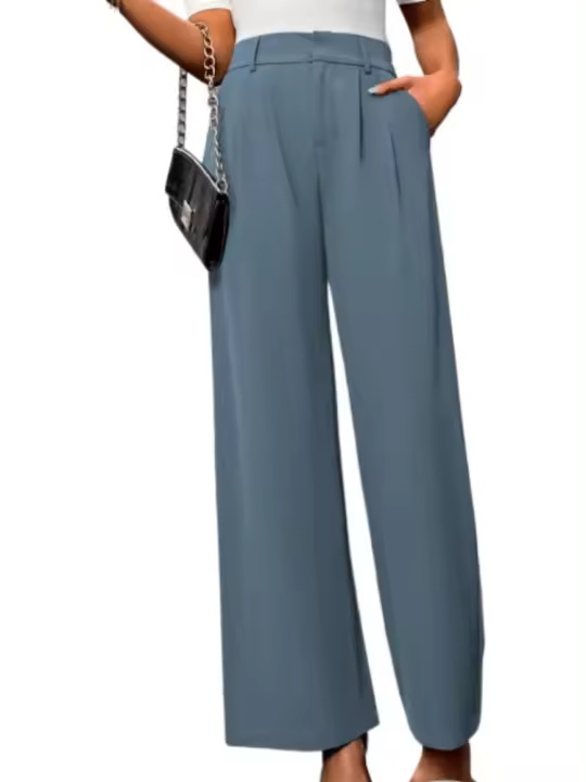 Pantalones de oficina de cintura alta y pierna recta para mujer para otoño - 1