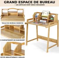 Escritorio de Bambú Ajustable para Niños Set de Mesa y Silla con Soporte de Libros y Espacio de Almacenamiento - details 4