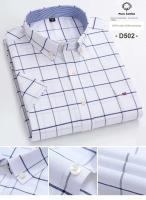 Camisa de hombre de manga corta, 100% algodón, Oxford, suave, botón, cuadros, formal, bolsillo, casual, social, S-6XL, 7XL - details 8