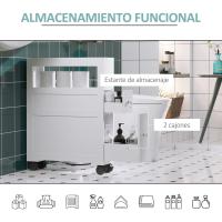 Ruedas Estrecho 2 Cajones y Estante Almacenamiento Carga 20 kg 16x52x71,5 cm Blanco - details 5