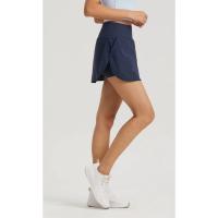 Shorts deportivos de cintura alta con cintura elástica, diseño sólido, falda para fitness, yoga, tenis y golf - details 14