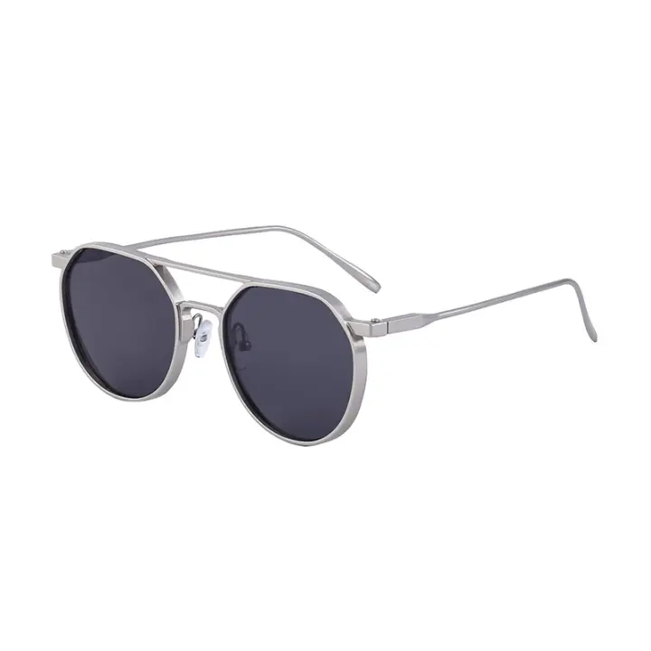 Gafas de Sol Retro Ovales de Metal Piloto de Doble Haz de Alta Gama Resistentes al Sol para Hombres - 1