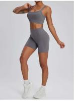 Conjunto deportivo USTADO de 2 UDS Yoga TRE para mujer, sujetador de entrenamiento transpirable Fiess, camiseta corta de manga larga para gimnasio, parte inferior ajustada para acampar - details 44