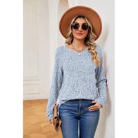 Jersey de manga larga para mujer, camiseta holgada con cuello redondo, tops de Color sólido, otoño e invierno, nuevo - details 8