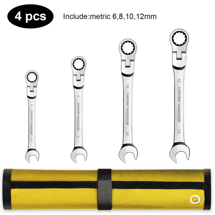 Llave de trinquete combinada con ratón flexible Set de herramientas de mano métricas para reparación de automóviles con bolsa de transporte - 1