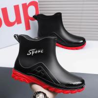 Botas de lluvia para hombre, botas desnudas a la moda, zapatos antideslizantes para trabajo de Chef, zapatos de pesca de goma impermeables y duraderos, zapatillas de deporte para hombre 2023 - details 3