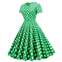 Vestido de Verano Retro Hepburn 2025 Cuello en V, Manga Corta, Botón Frontal, Vestido Midi de Algodón con Puntos Vintage para Mujeres - details 7