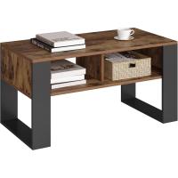 Mesa de Café de Estilo Rústico Marrón y Negro Tamaño Compacto 90x45x45cm - details 0