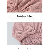 Toalla para el cabello de bambú, turbante de ducha de secado de cabello de microfibra con lazo, toallas absorbentes para el cabello de secado rápido para mujeres antiencrespamiento - details 3