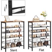 Zapatero, Zapatero de 6 Niveles, Estantería para Zapatos, Estantes de Malla Ajustables, para Entrada, Pasillo, Dormitorio, Estructura Metálica, Marrón Rústico y Negro - details 3