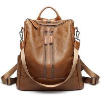 Mochilas antirobo para Mujer, mochilas escolares marrones para estudiantes, mochilas de viaje Grande de cuero para portáthil vintage impermeable para adolescentes - details 0