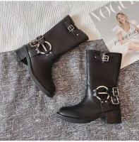 Botines con diseño de combate gótico para mujer, tacones altos gruesos, zapatos de cuña de encaje para motocicleta, cierre de cremallera, goma a la moda - details 9