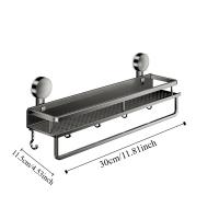 Estante de baño con ventosa de acero al carbono, montaje en pared, estante de almacenamiento para ducha con soporte de carga fuerte, gran capacidad, sin perforación - details 0