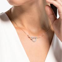 Swarosk Chapado en oro rosa Pave CZ Piedra Colgante de corazón Plata Cristal transparente Infinito Amor Charm Collar Joyería Regalo de San Valentín para mujeres - details 2