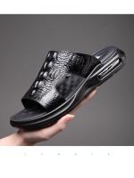 Zapatillas de hombre de piel auténtica, modernas sandalias informales de verano para exteriores, chanclas de playa para hombre, zapatos para hombre - details 0
