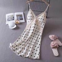 Daeyard - Lencería sexy de satén para mujer, ropa de dormir de seda con cuello en V, Babydoll Ence, vestido de noche - details 11