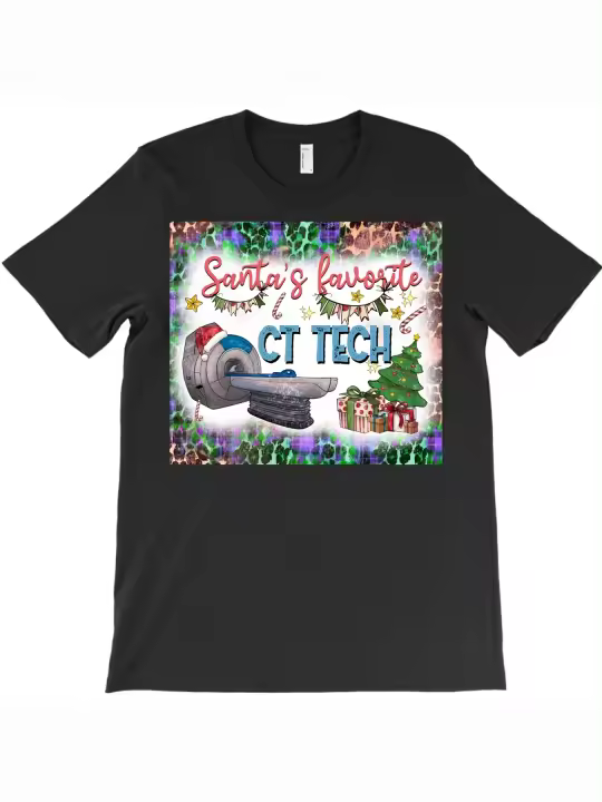 Camiseta de Santa is Favorita Ct Tech, regalo para papá, manga corta con cuello redondo suave y cómoda, 230g - 1