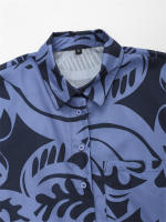 OUWU- Novedad de verano, camisa de manga corta con cuello estampado a la moda para mujer, conjunto de pantalones casuales adelgazantes de cintura alta - details 5