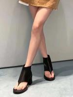 Tacones altos con corte grueso, bordados, cosidos, puntiagudos y con tobillo de vaquera, botas cortas en rojo marrón negro US5-11 - details 1