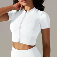 Hamidou-Camiseta deportiva con cremallera para mujer, Top elástico ajustado y transpirable, ropa deportiva para gimnasio, correr y Yoga - details 31