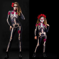 Disfraz de esqueleto aterrador para Halloween, mono de calavera de terror para la familia, trajes de pijama para fiesta de Carnaval - details 8