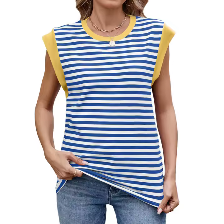 BUNO- Blusas informales holgadas a rayas para mujer, moda de verano 2025, camisas y blusas Vintage de gran tamaño para mujer, Top elegante juvenil para mujer - 1
