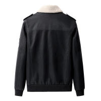 Traje de vuelo con cuello abatible para hombre, ropa de cuero, chaquetas de lana de locomotora, abrigos cálidos, Tops de ocio engrosados de invierno, nuevo - details 3