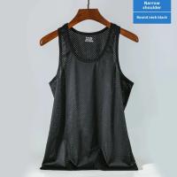 Chaleco de malla de seda de hielo para hombre, ropa interior de malla hueca de verano, camiseta deportiva fina de talla grande sin mangas, informal de moda - details 23