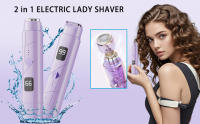 Afeitadora eléctrica 2 en 1 para mujer, maquinilla de afeitar eléctrica, recortadora de bikini de doble cabezal para mujer, IPX7, resistente al agua, uso húmedo y seco, recortadora de vello corporal y removedor de vello facial para bikini - details 0