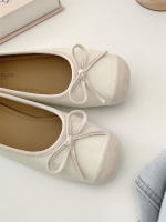 Nuevo francés suave estilo de hadas versátil cabeza cuadrada poco profunda boca arco plano zapatos de ballet solo zapatos - details 15