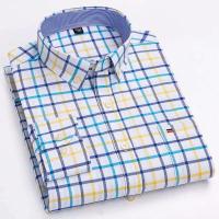 Camisa Casual de Algodón Puro para Hombres Manga Larga, Cuadros, Estilo Oxford, Talla Grande - details 7