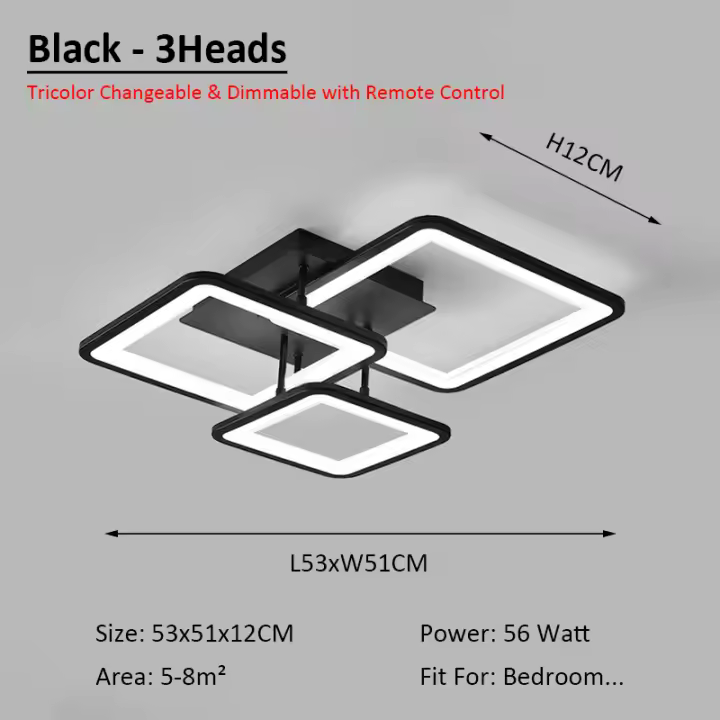 Lámpara de Techo Cuadrada Moderna LEFAN 65Watt Luz LED para Decoración de Habitación, Oficina, Comedor Candelabros de Iluminación y Decoración - 1
