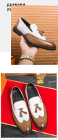 Moda solo zapatos bloque de negocios tallado con flecos pequeños zapatos de cuero - details 7