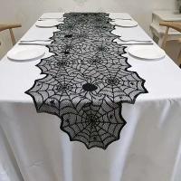 Manteles de araña Ence, pañuelos negros con calaveras, adornos para eventos y fiestas para Halloween - details 1